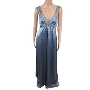 Vera Wang Bridesmaids Deep V maxi evening dress Slate gray